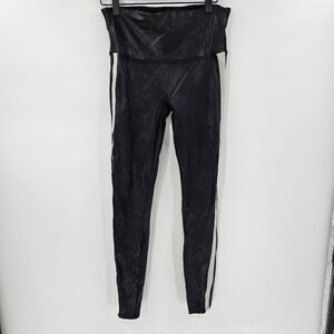Spanx leggings black large athletic faux leather high waist tummy control